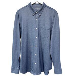 J. CREW All Day Performance Stretch Button Up Shirt Mens Large Blue Long Sleeve